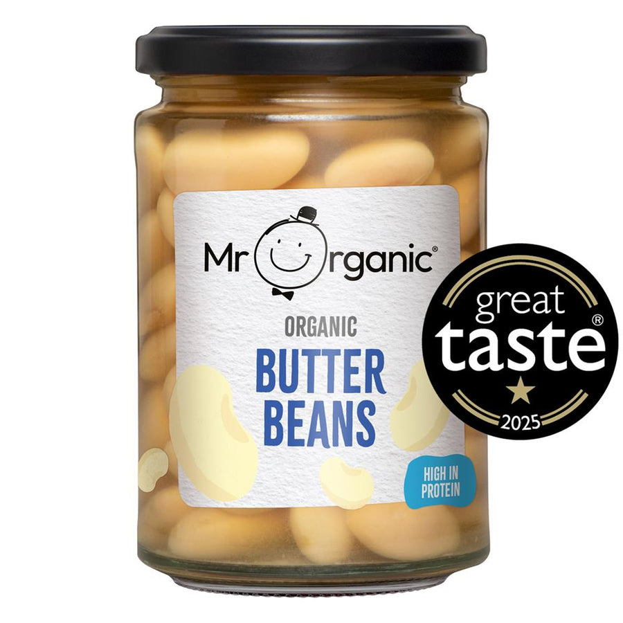 Mr Organic Butter Beans 350g (in glass jar)