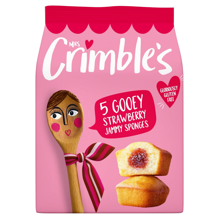 Mrs Crimbles 5 Gloriously Gooey Strawberry Sponge Cakes with Filling 175g