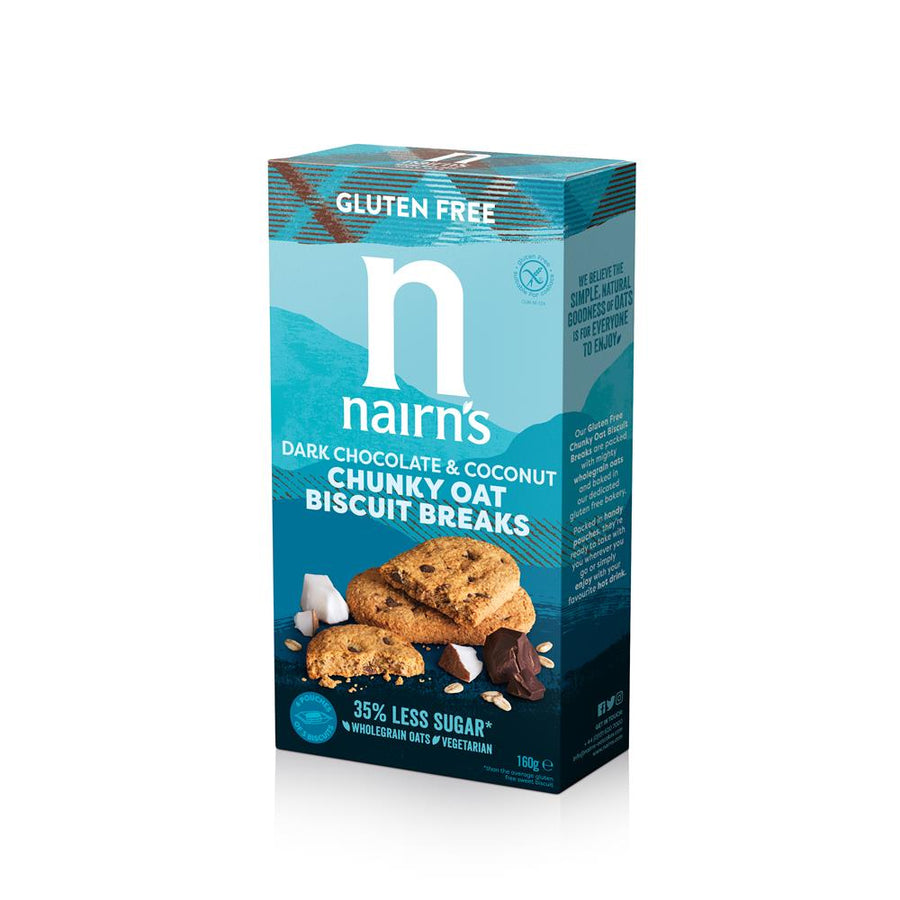 Nairn's Gluten Free Dark Choc & Coconut Biscuit Break Chunky 160g