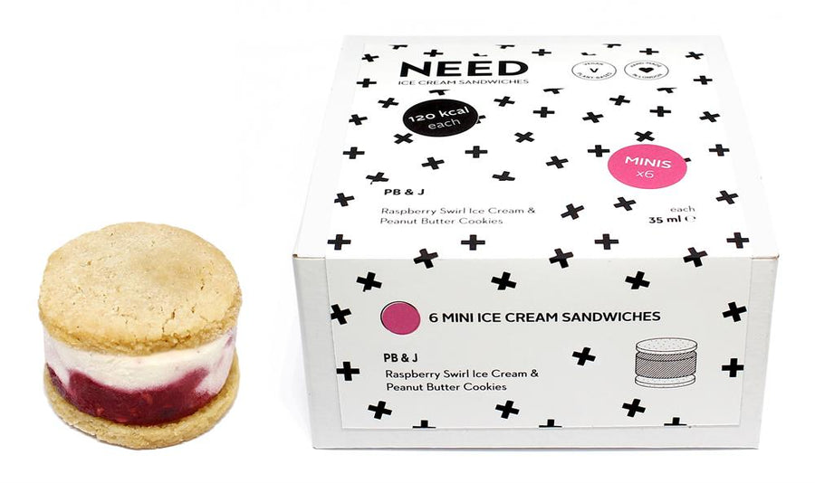 Raspberry Swirl Vanilla & Peanut Cookie Mini Ice Cream Sandwiches