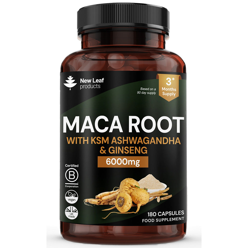 Maca Root + KSM-66 Ashwagandha and Ginseng 6000mg 180 Capsules