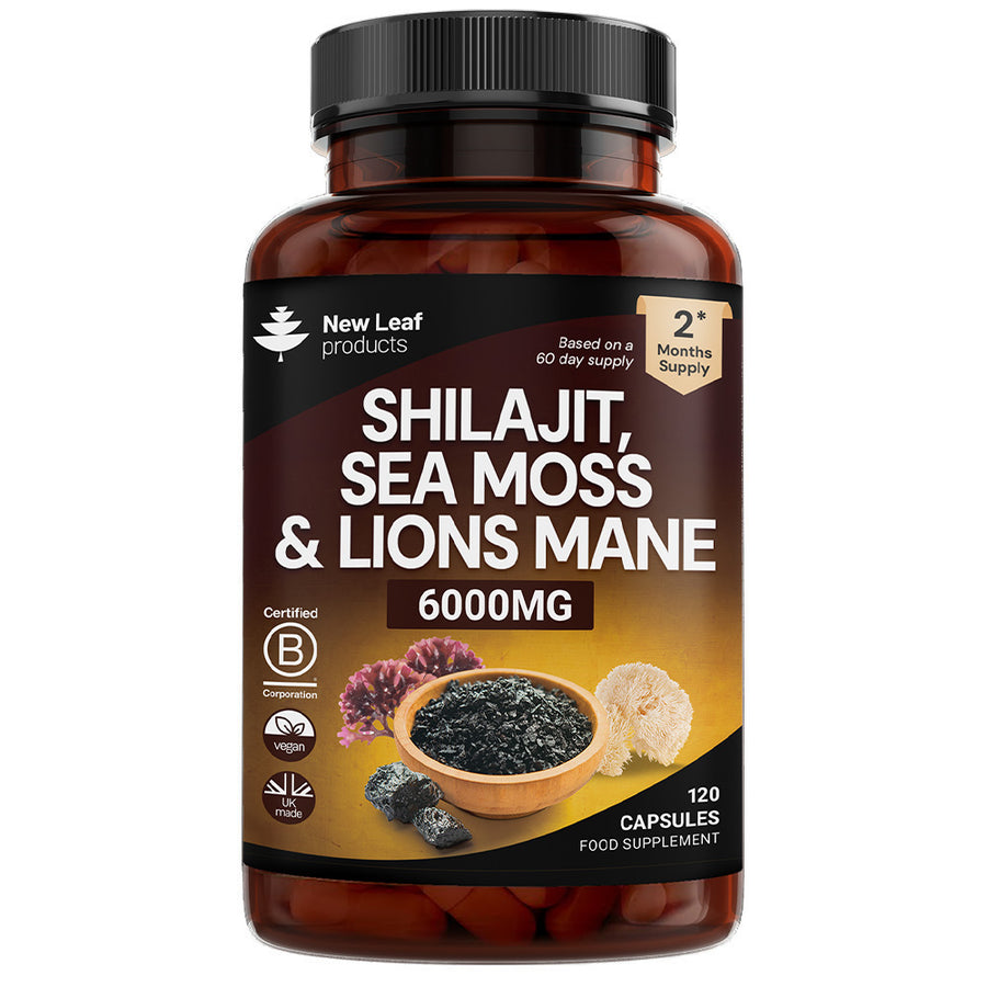 Shilajit Sea Moss & Lions Mane 6000mg Vegan 120 Capsules