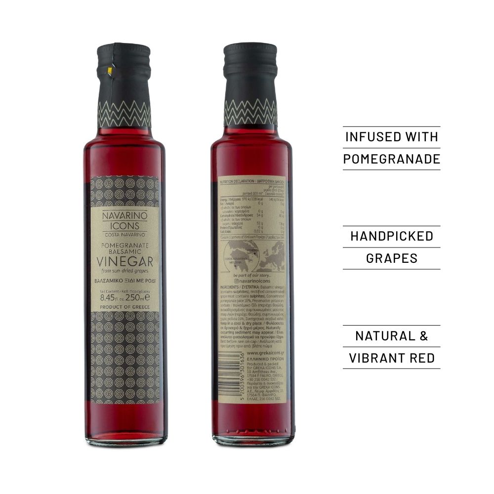 Navarino Balsamic Vinegar with Pomegranate 250ml Glass Bottle