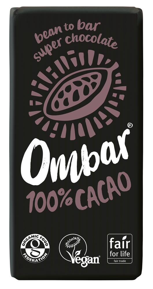 Ombar Organic Vegan 100% Cacao Dark Chocolate 35g