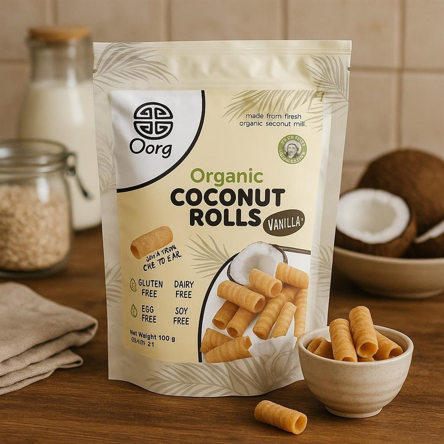 OORG! Organic Coconut Rolls Vanilla 100g