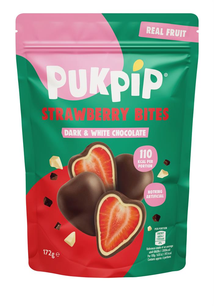 Real Frozen Strawberry Bites in Dark Choc and White Choc 172g