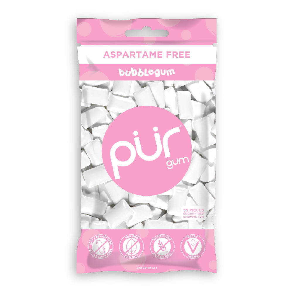 ASPARTAME FREE - PUR Gum Bubblegum flavour chewing gum - 77g Bag