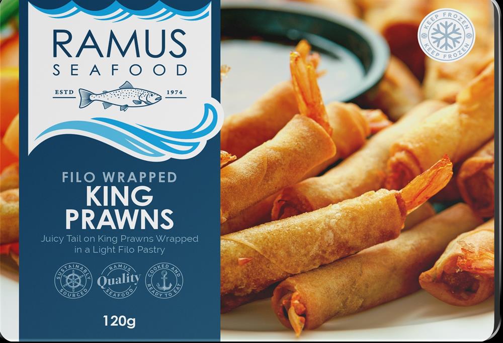 Ramus Frozen Filo Wrapped King Prawns 120g