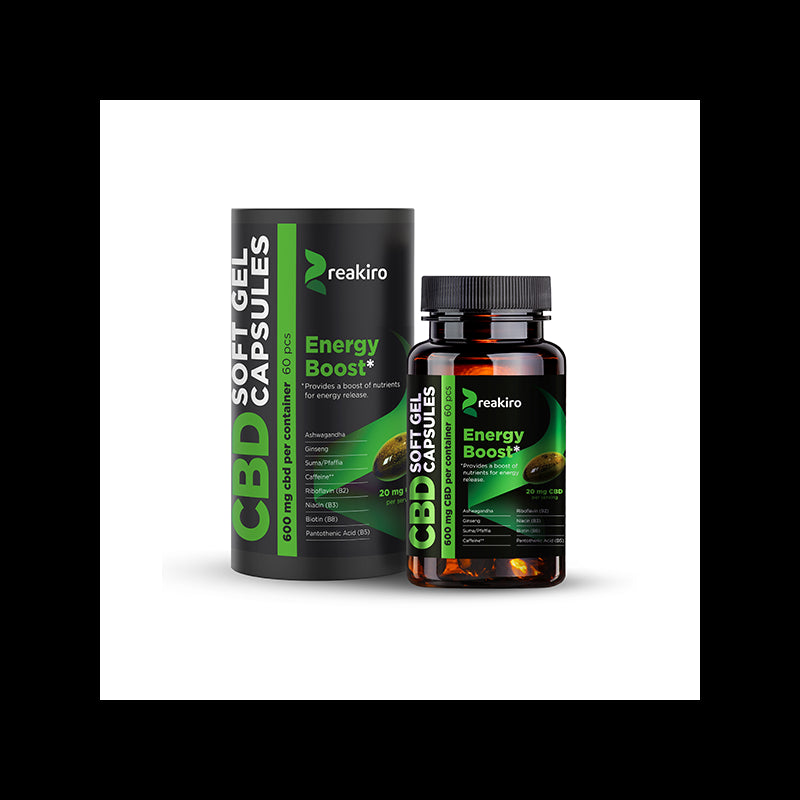 Reakiro 600mg CBD Full Spectrum Energy Boost Capsules - 60 Caps