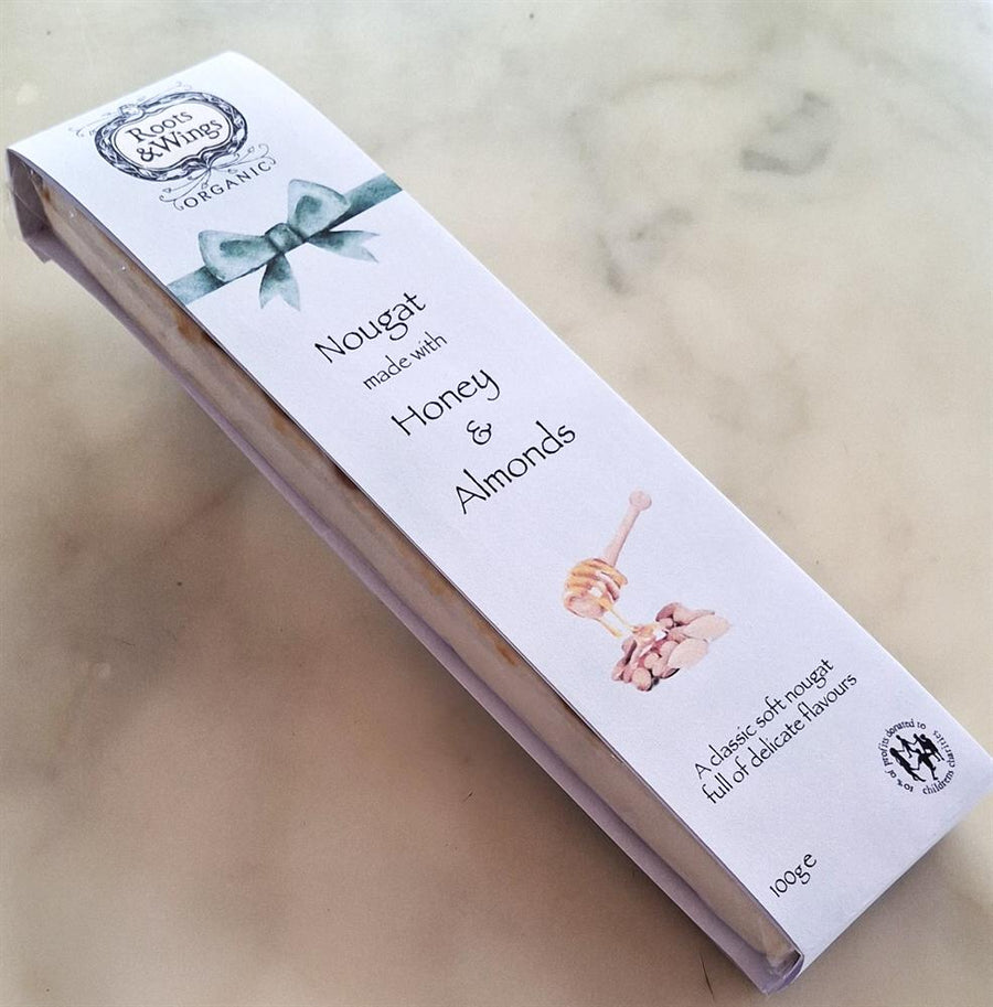 Roots & Wings Organic Nougat made with Honey & Almonds 100g