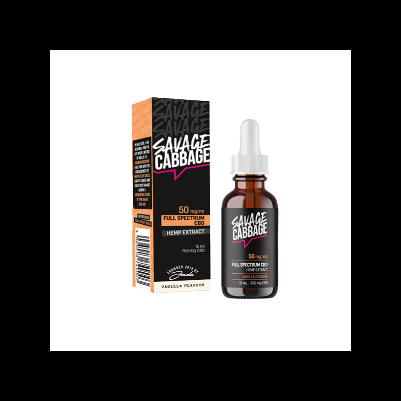 Savage Cabbage 750mg CBD Oil Vanilla 15ml (BUY 2 GET 1 FREE)
