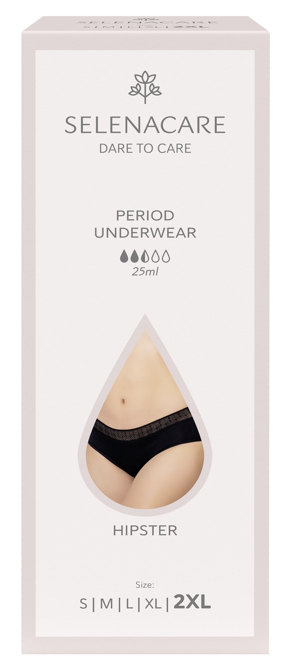 Menstrual undies HIPSTER Black Size 2XL