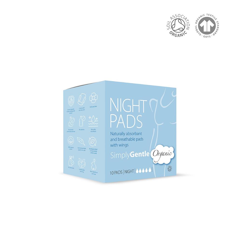 Simply Gentle Organic cotton Night time Pads with wings
