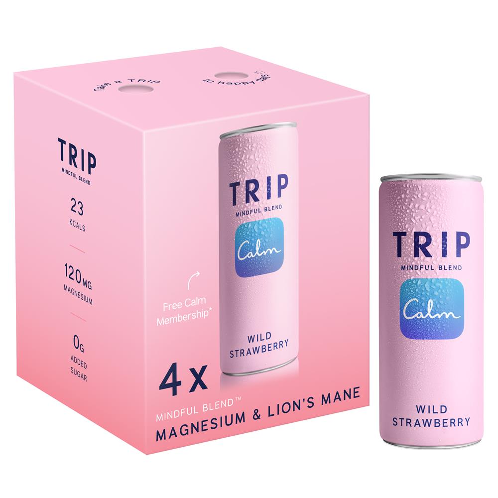 TRIP Wild Strawberry Mindful Blend Calm Drink Multipack 4 x 250ml