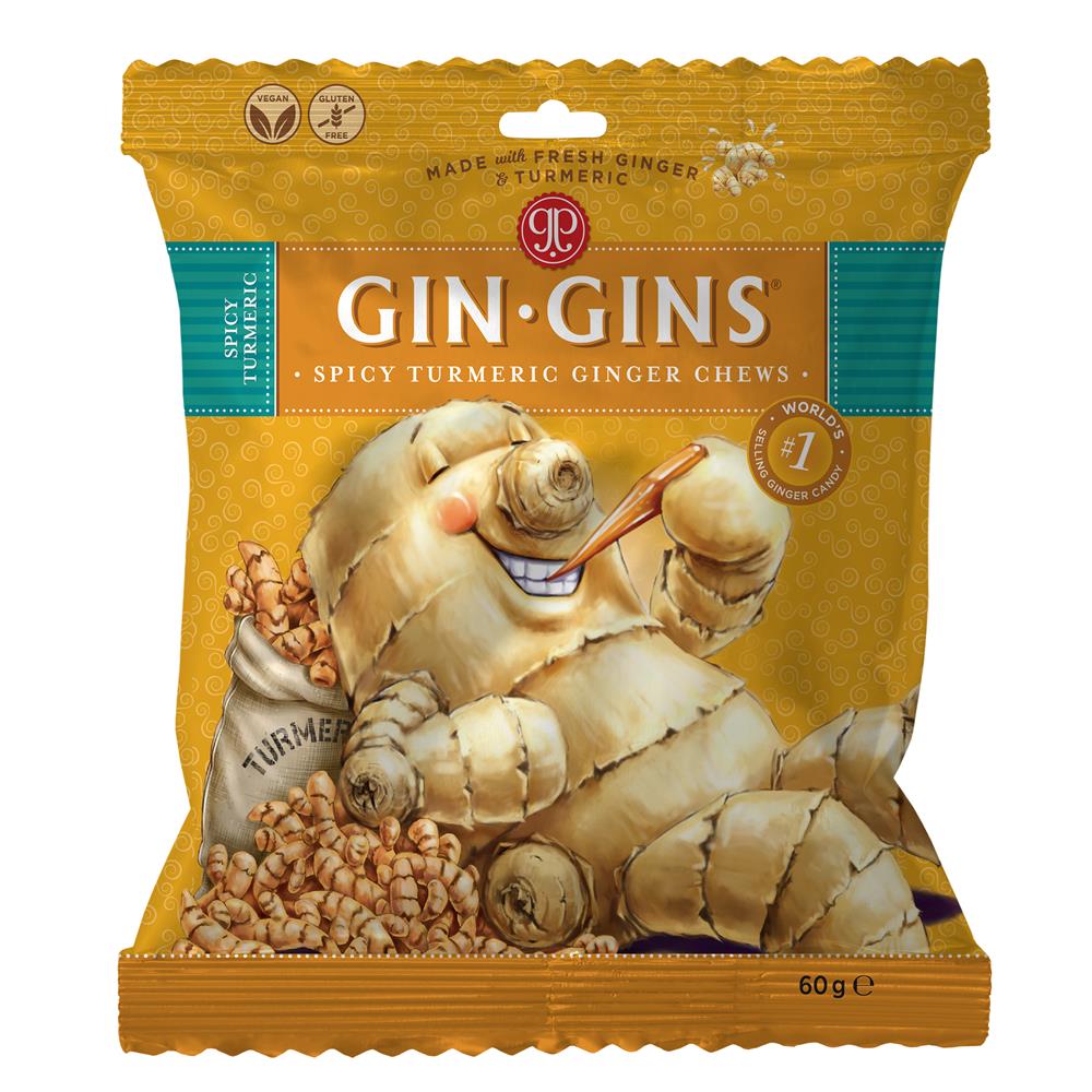 Gin Gins Spicy Turmeric Ginger Candy 60g bags