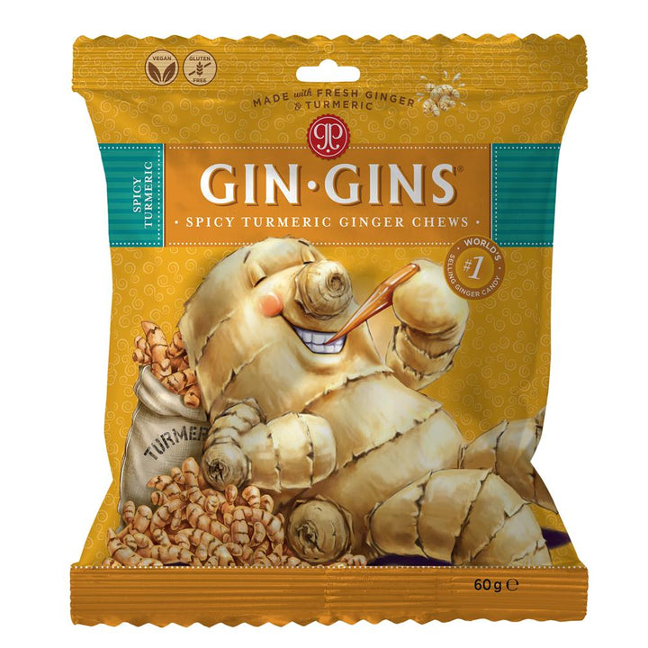 Gin Gins Spicy Turmeric Ginger Candy 60g bags