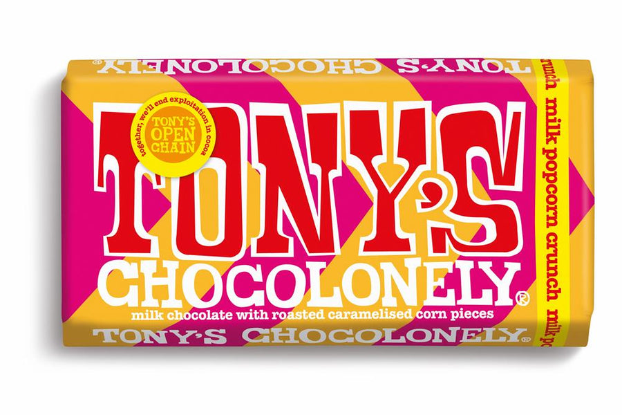 Tony's Milk Chocolate with Roasted Caramelized Corn Pieces 180g