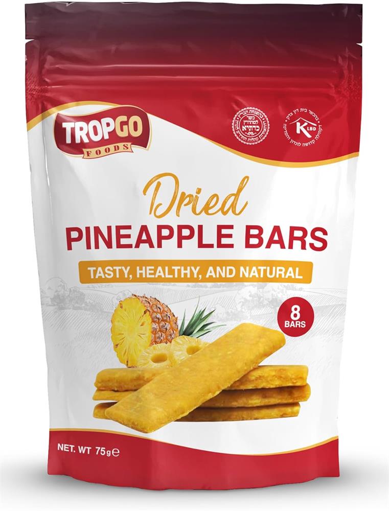 Tropgo 100% Dried Pineapple Bars 8 Bars 135g
