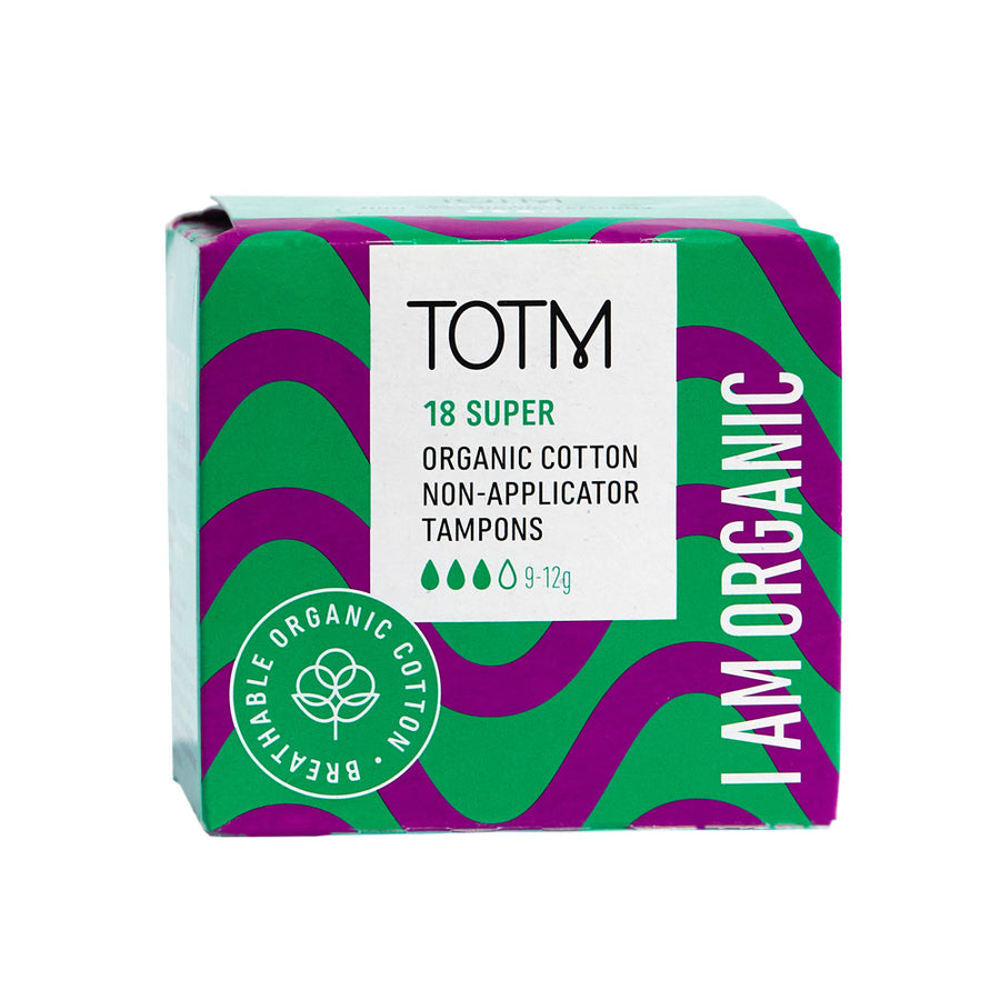 TOTM Organic Tampons - Non-App Super 18 Per Box Case of 24