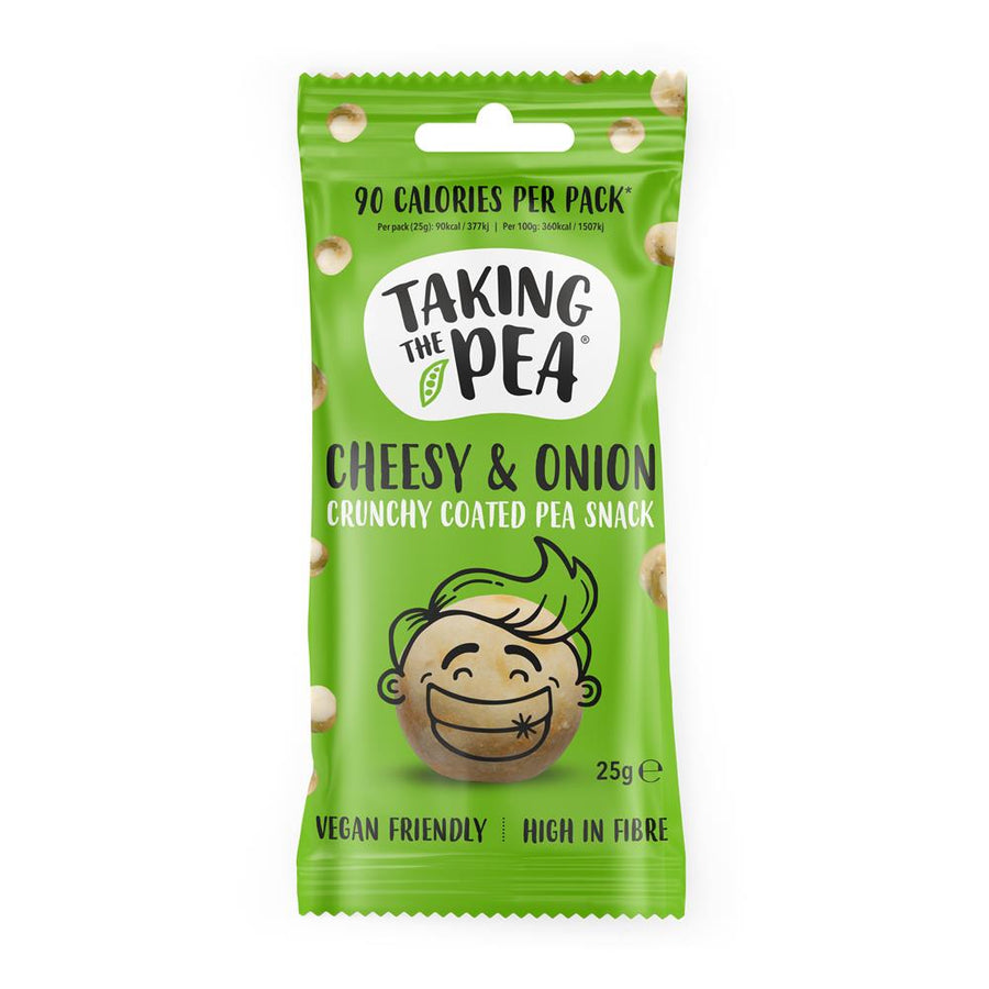 Taking The Pea Cheesy & Onion Flavoured Crunchy Coated Pea Snack 25g