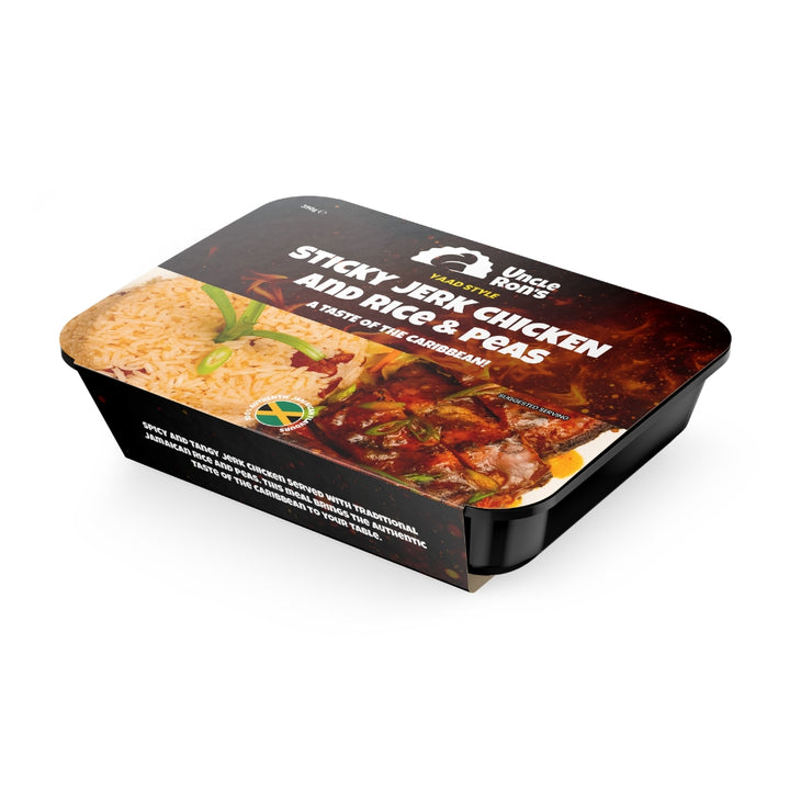 Uncle Rons Sticky Jerk Chicken With Rice & Pea 390g