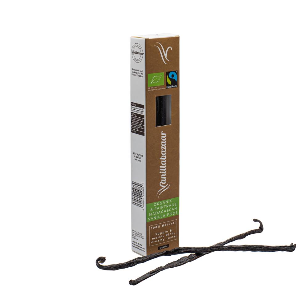 Vanillabazaar Organic and Fairtrade Madagascan Vanilla 2 Pods