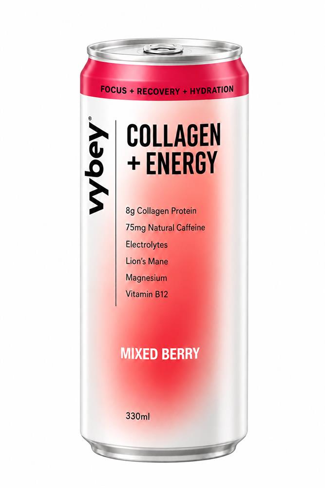 Sparkling mixed berry collagen drink with caffeine - 330ml
