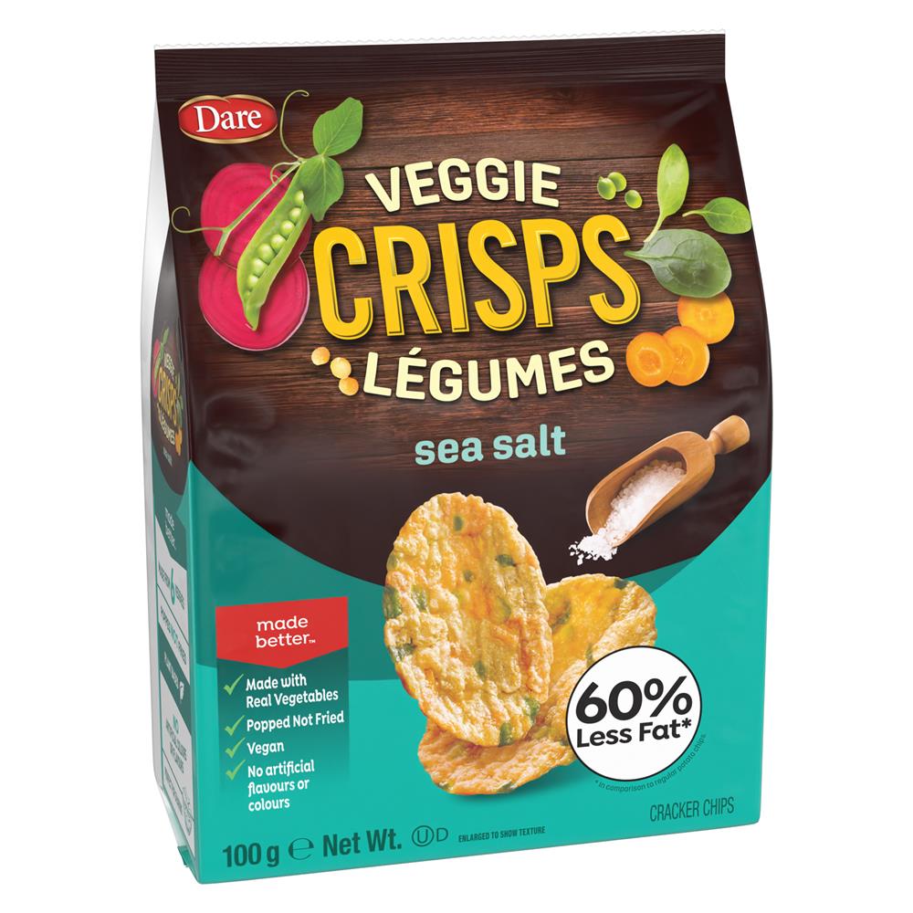 VEGGIE CRISPS - Sea Salt. Vegan. Popped not fried. 100g