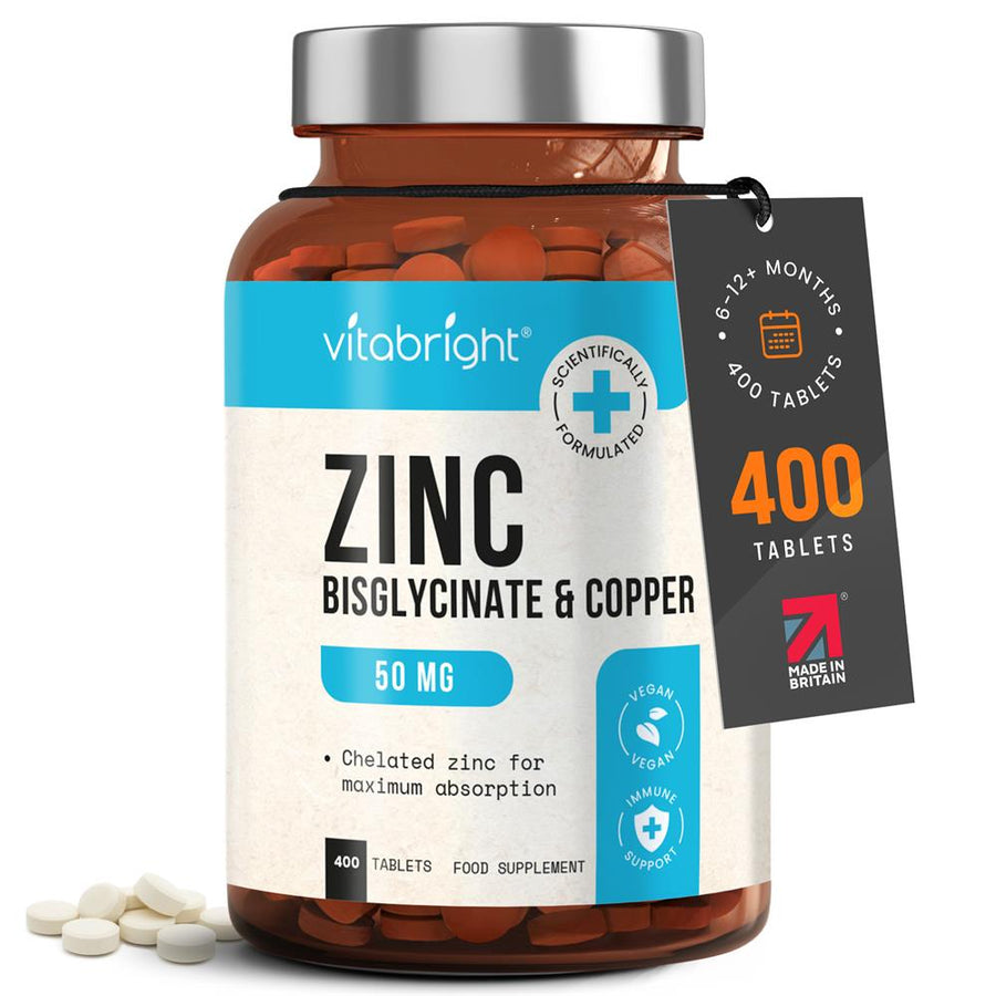 Zinc Bisglycinate with Copper - 25mg per tablet 400 tablets