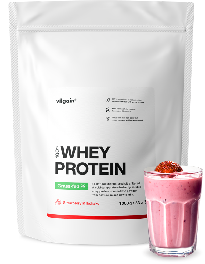 Vilgain Grass-Fed Whey Protein Strawberry Milkshake 1000g