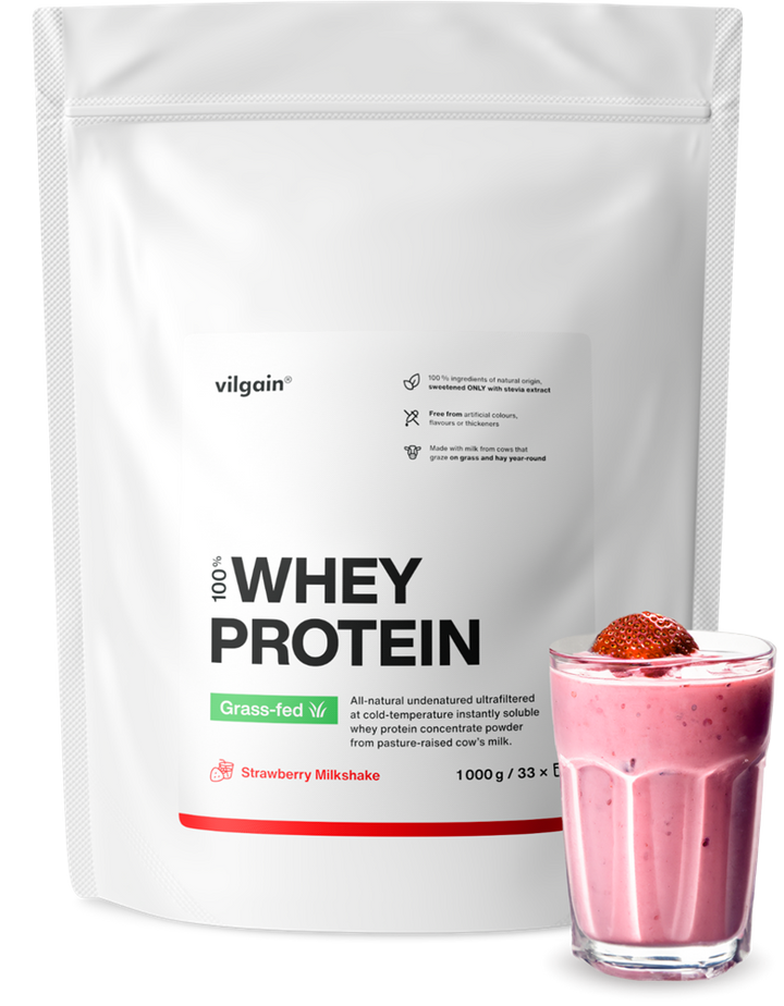 Vilgain Grass-Fed Whey Protein Strawberry Milkshake 1000g