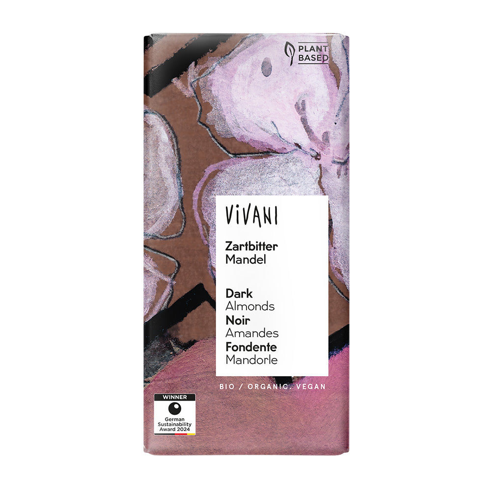 Dark Almond Chocolate 55% Vegan Organic 100g