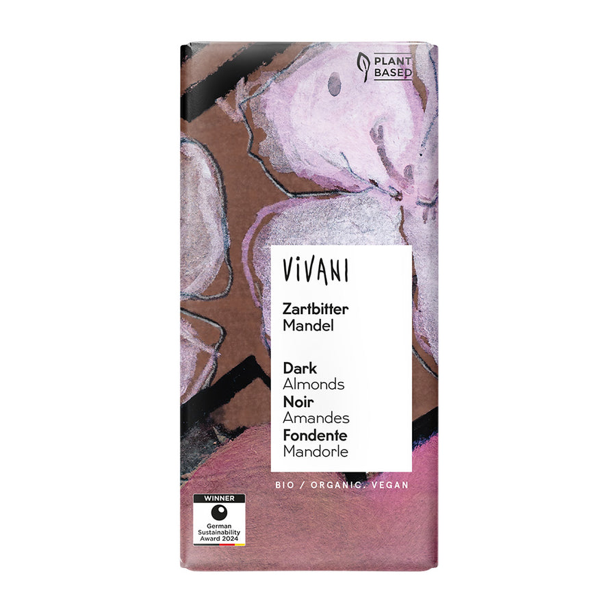 Dark Almond Chocolate 55% Vegan Organic 100g
