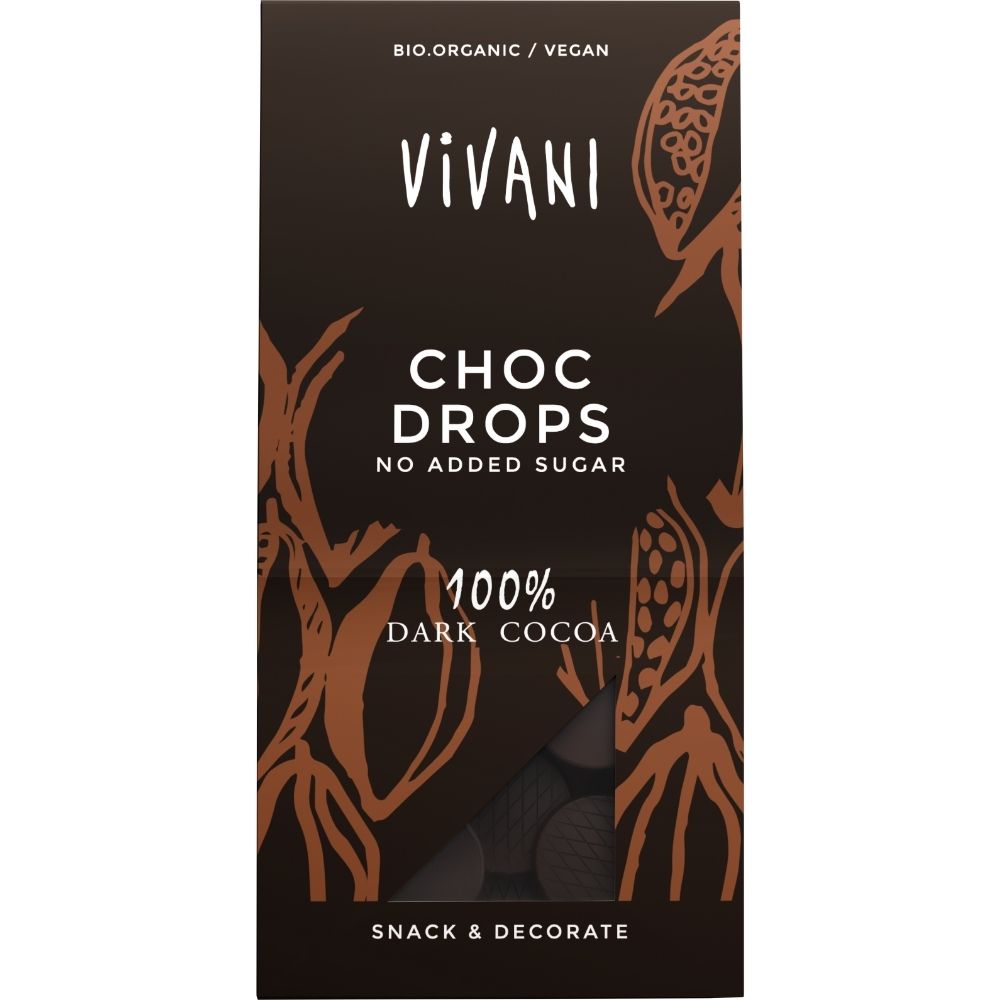 Dark Chocolate Drops 100% Cocoa Vegan Organic 100g