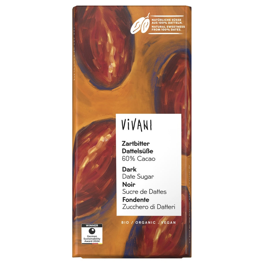 Dark 60% Chocolate with Date Sugar Vegan Organic 80g