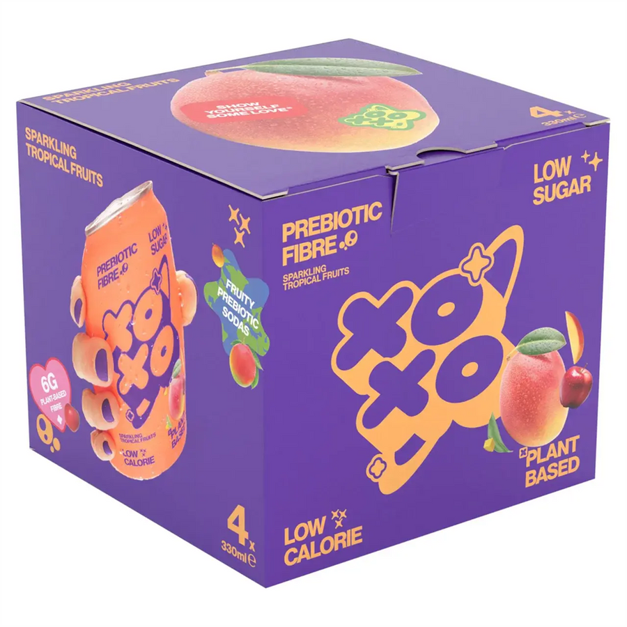 XOXO Soda Sparkling Tropical  Prebiotic Soda 4x330ml Can