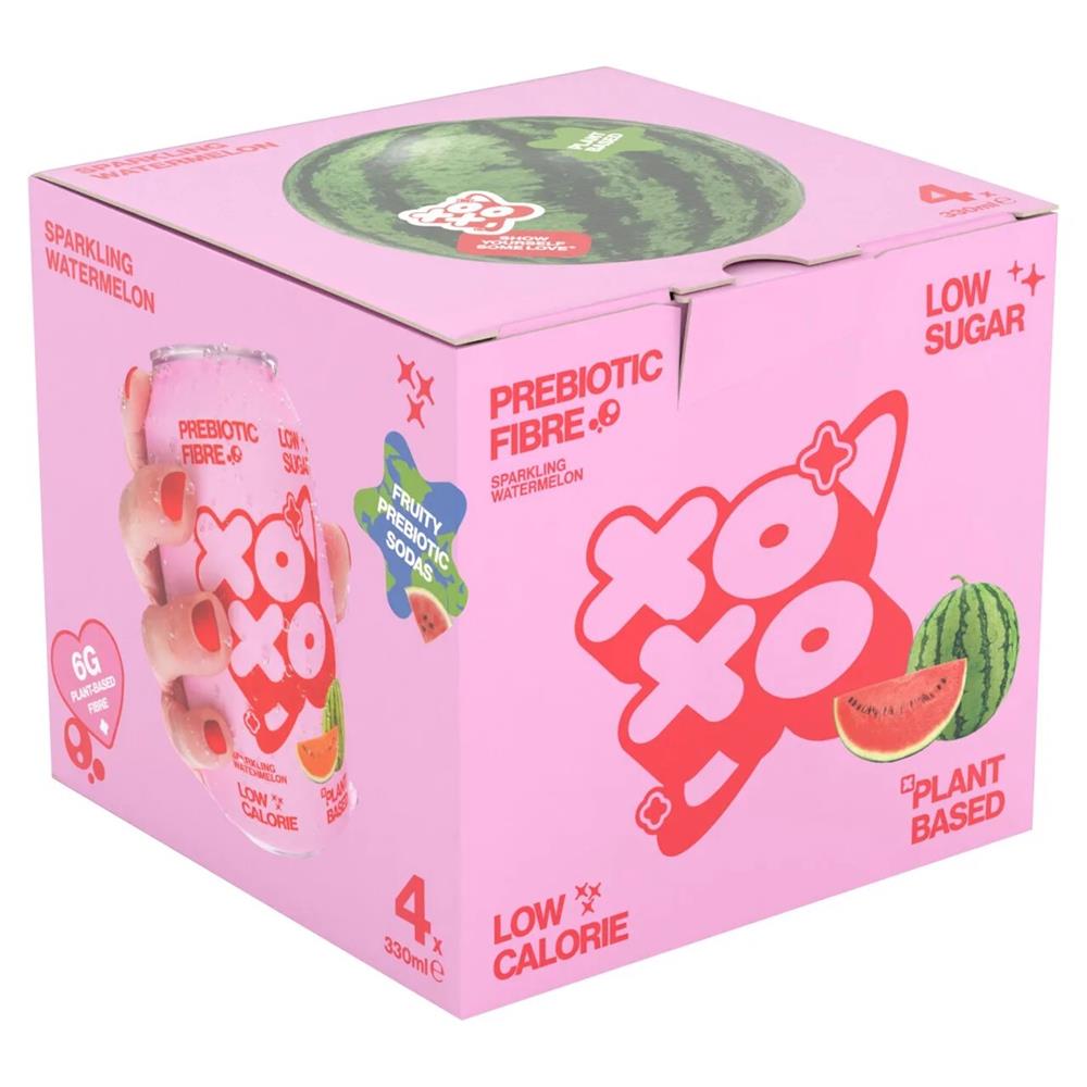 XOXO Soda Sparkling Watermelon  Prebiotic Soda 4x330ml Can