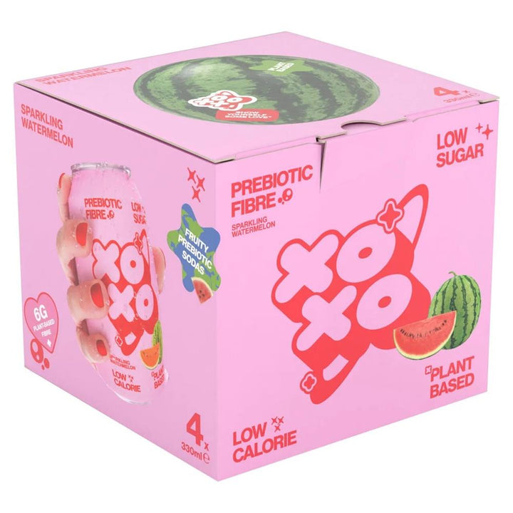 XOXO Soda Sparkling Watermelon  Prebiotic Soda 4x330ml Can