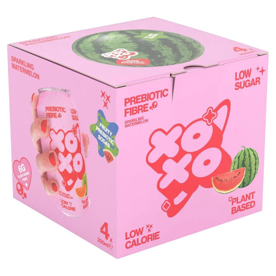 XOXO Soda Sparkling Watermelon  Prebiotic Soda 4x330ml Can