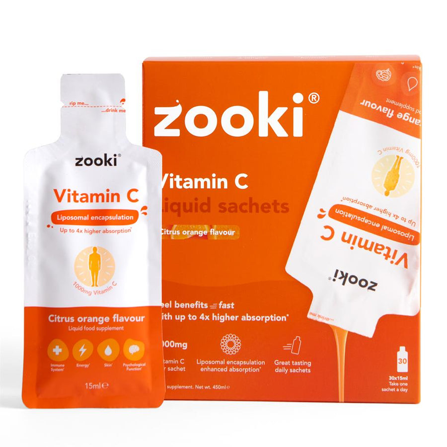 Zooki Vitamin C 1000mg Orange 30 Sachets Box Liposomal