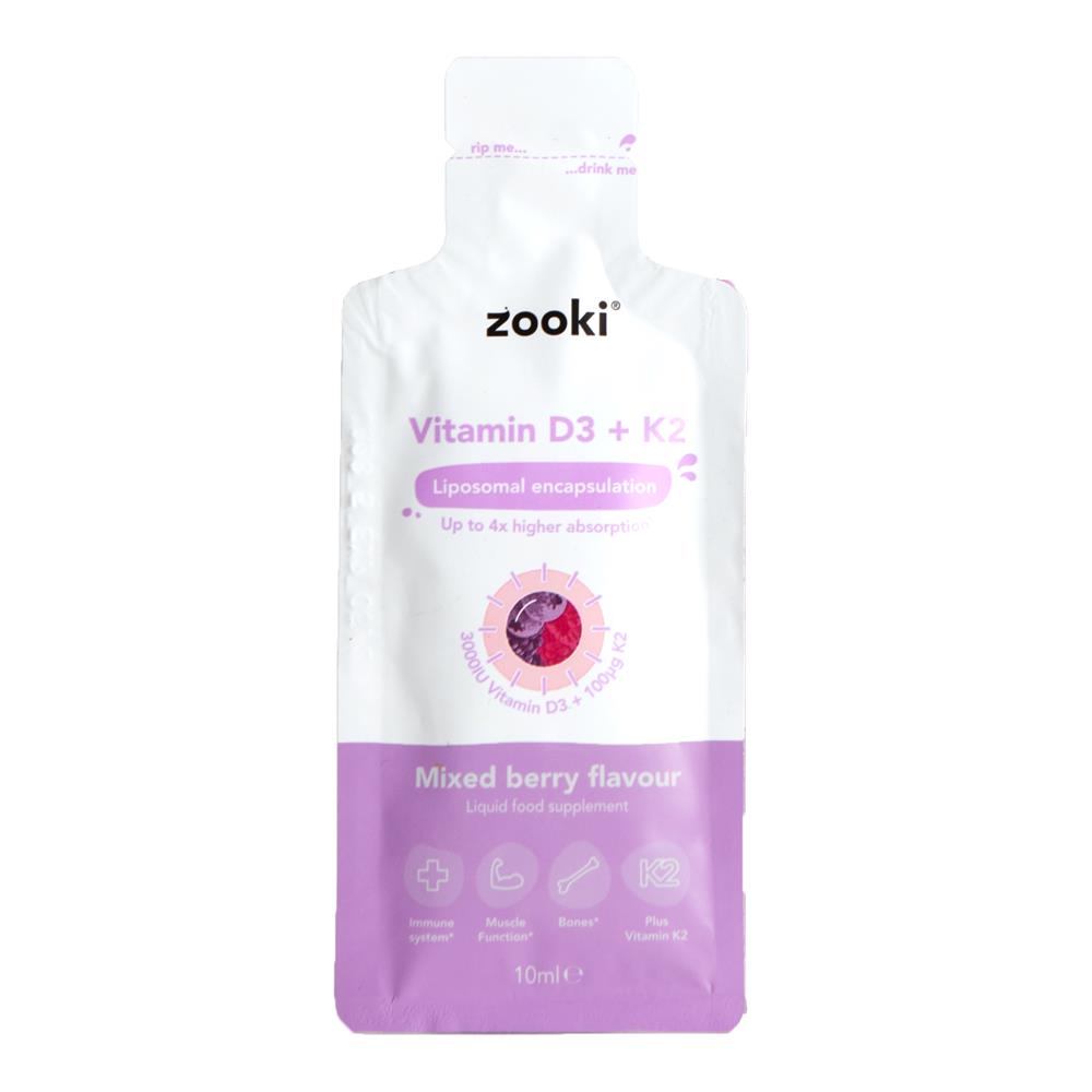 Zooki Vitamin D3 + K2 3000iu Berry 1x10ml Sachet Liposomal