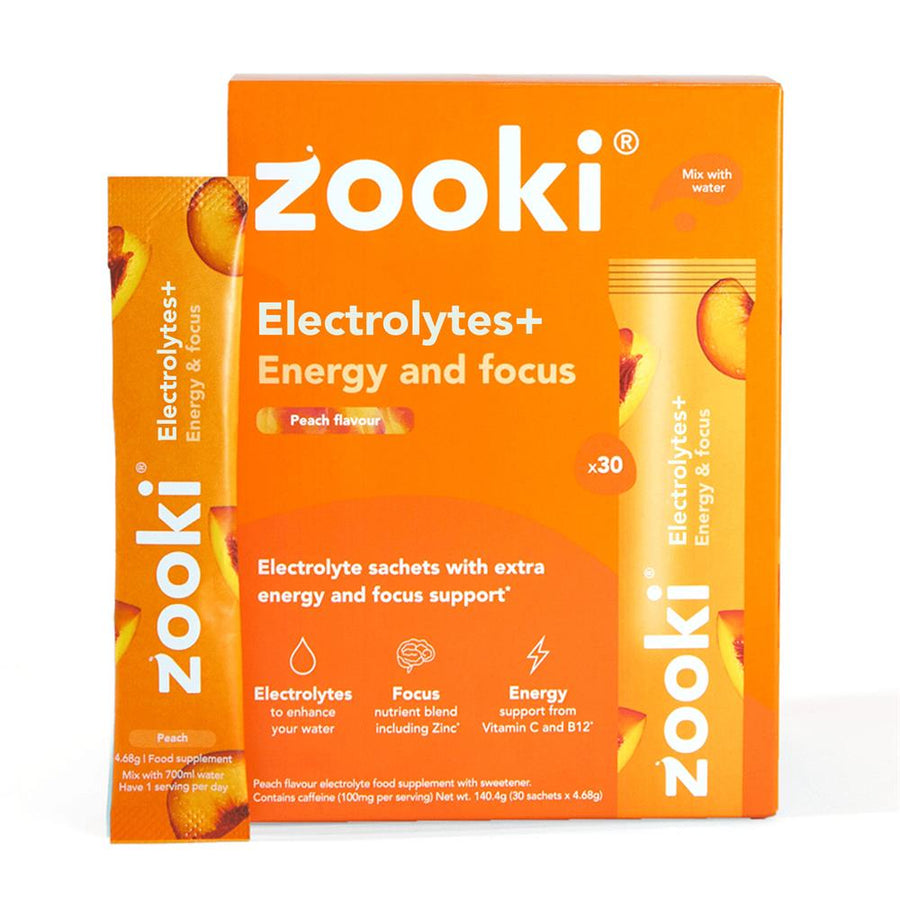 Electrolytes+ Energy & Focus Peach Flavour 30 Sachet