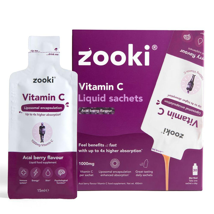 Zooki Vitamin C 1000mg Acai Berry 30 Sachets Box Liposomal