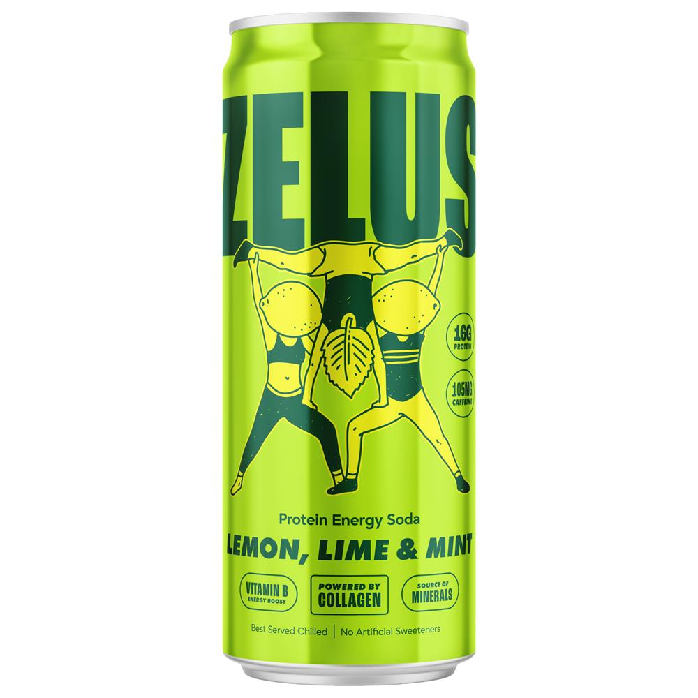 ZELUS Lemon Lime & Mint Protein Energy Soda 330ml