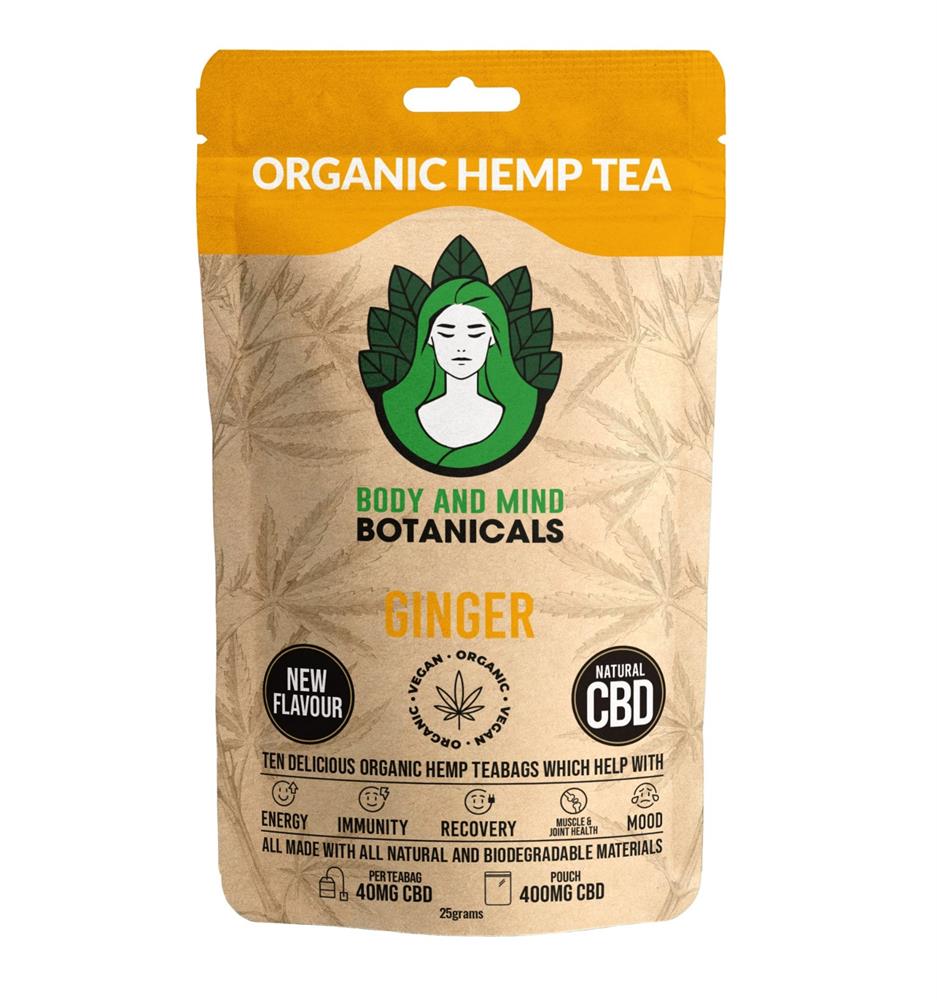 Body & Mind Botanicals Ginger Hemp Herbal Tea â€“ 10 Bags