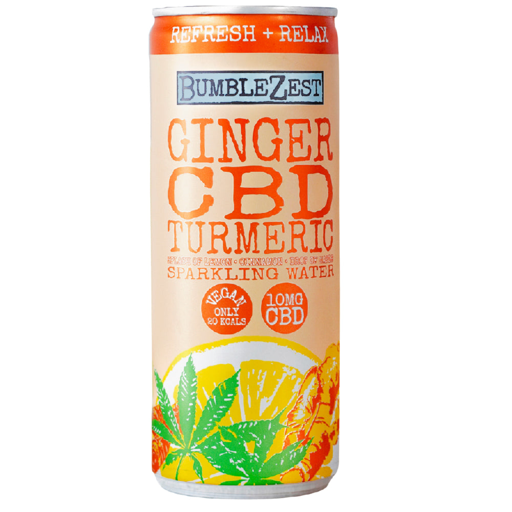 Bumblezest Refresh & Relax Ginger Turmeric & CBD Sparkling Water 250ml - 4 Cans