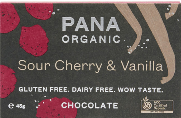 Pana Chocolate Sour Cherry & Vanilla Chocolate 45g - Pack of 3