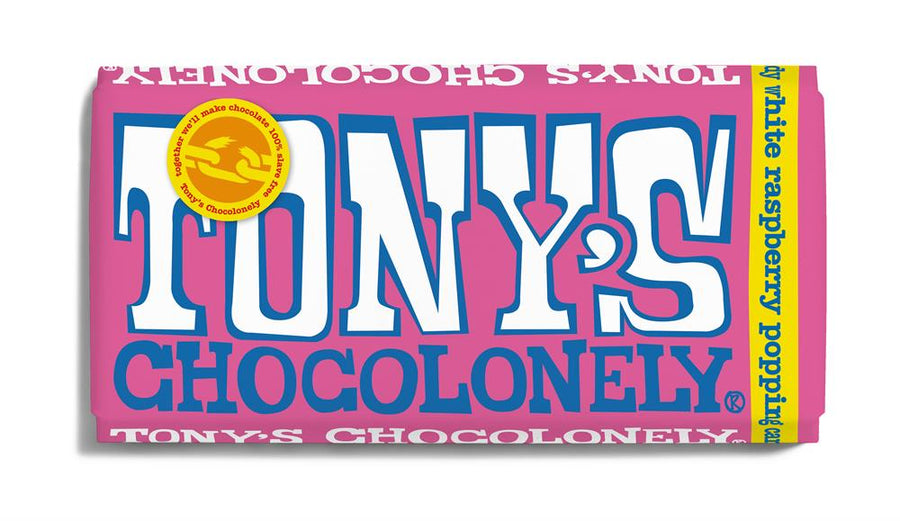 Tony's Chocolonely White Chocolate Raspberry Popping Candy Chocolate 180g