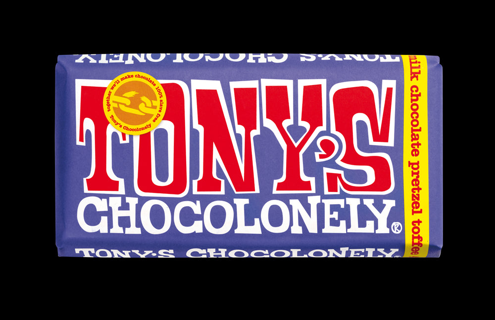 Tony's Chocolonely 42% Dark Milk Pretzel Toffee Chocolate 180g