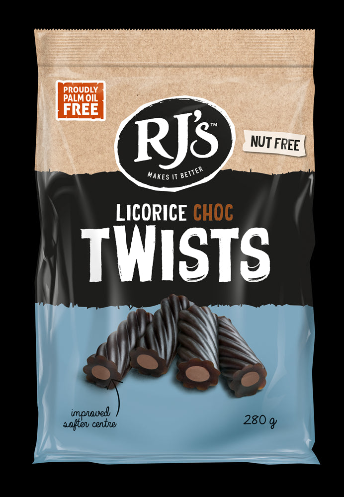 RJ's Licorice Choc Twists 280g
